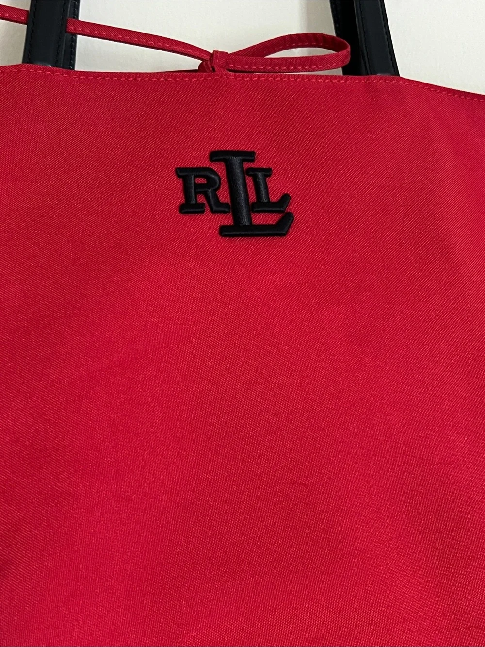 Ralph Lauren Red Canvas Shoulder Tote Bag